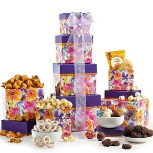 Gift Basket Tower Snack Gifts for Women, Men, Families, Birthday, Appreciation,